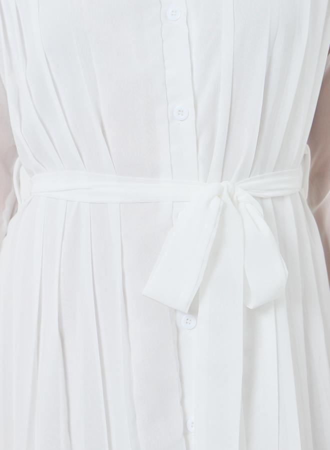 ستايلي فستان ميدي بياقة وكسرات - Image 3